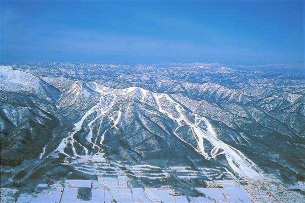 十勝岳の絶景を見ながらのスキー