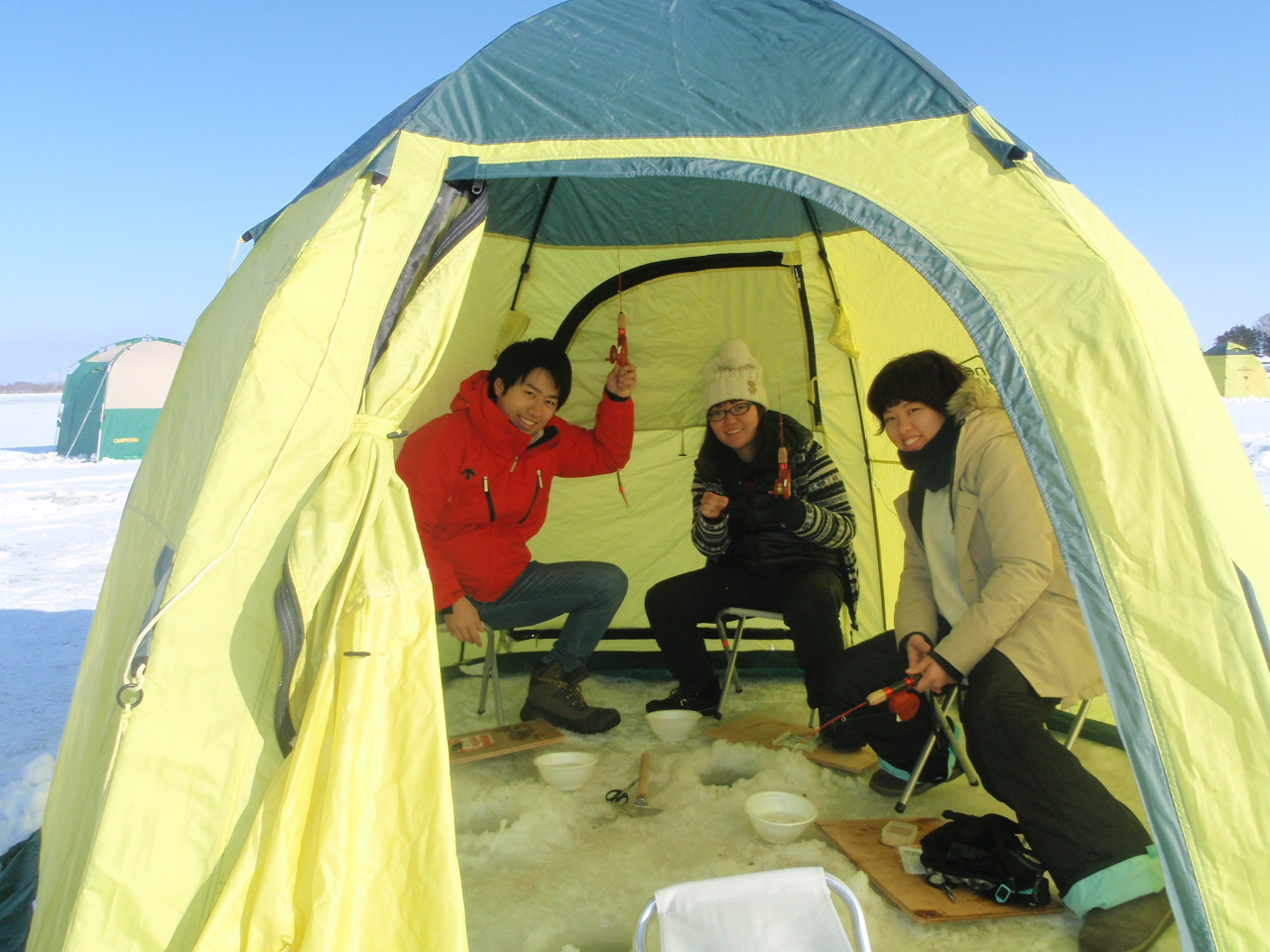 テント内体験で、北海道の冬を満喫。