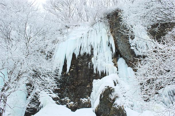 下から見上げる『氷瀑』は迫力満点！