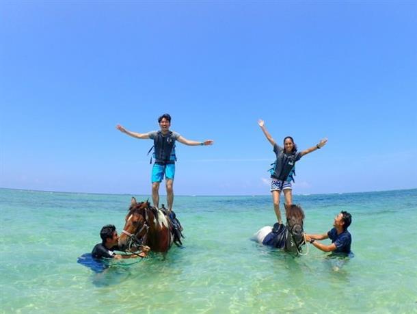 馬と一緒に海で遊べる海うまコース