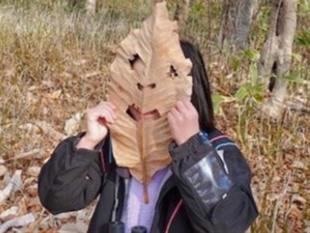 大きな落ち葉でも遊びます