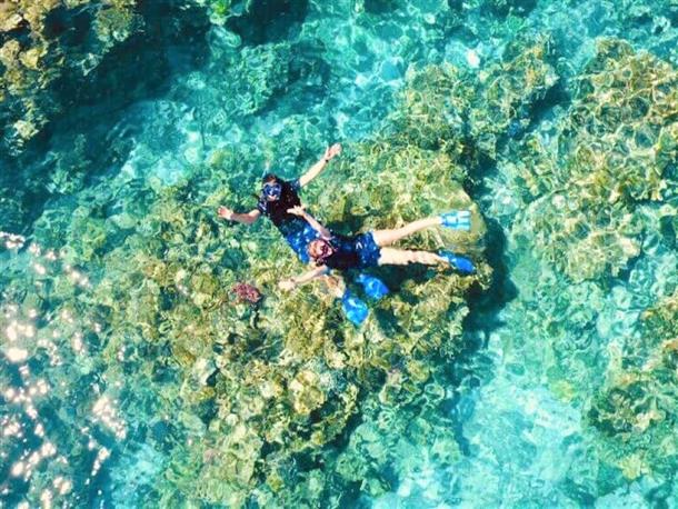 美しいコバルトブルーの海で